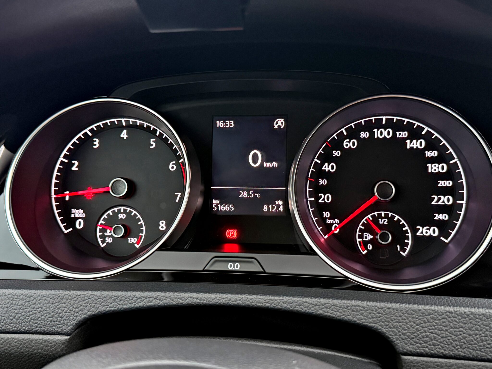 2013 Volkswagen Golf 1.4 TSI High Line 儀表板里程實拍 51,665 公里